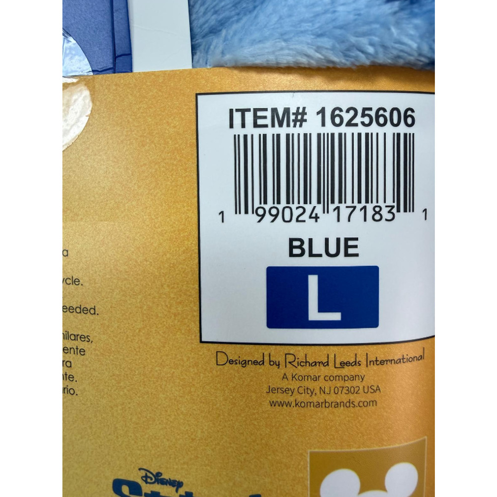 Disney Stitch Women’s One-piece Pajama Blue Jumper 3 D ears Hooded L New - Picture 3 of 5
